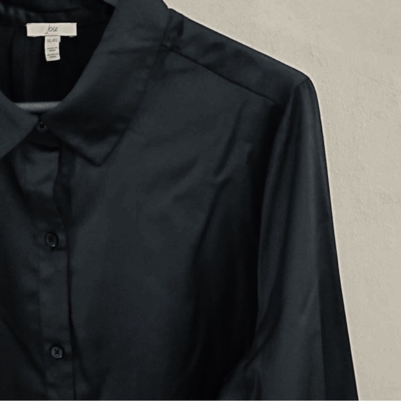 Joie Satin Buttoned Blouse Black XL - Picture 4 of 9